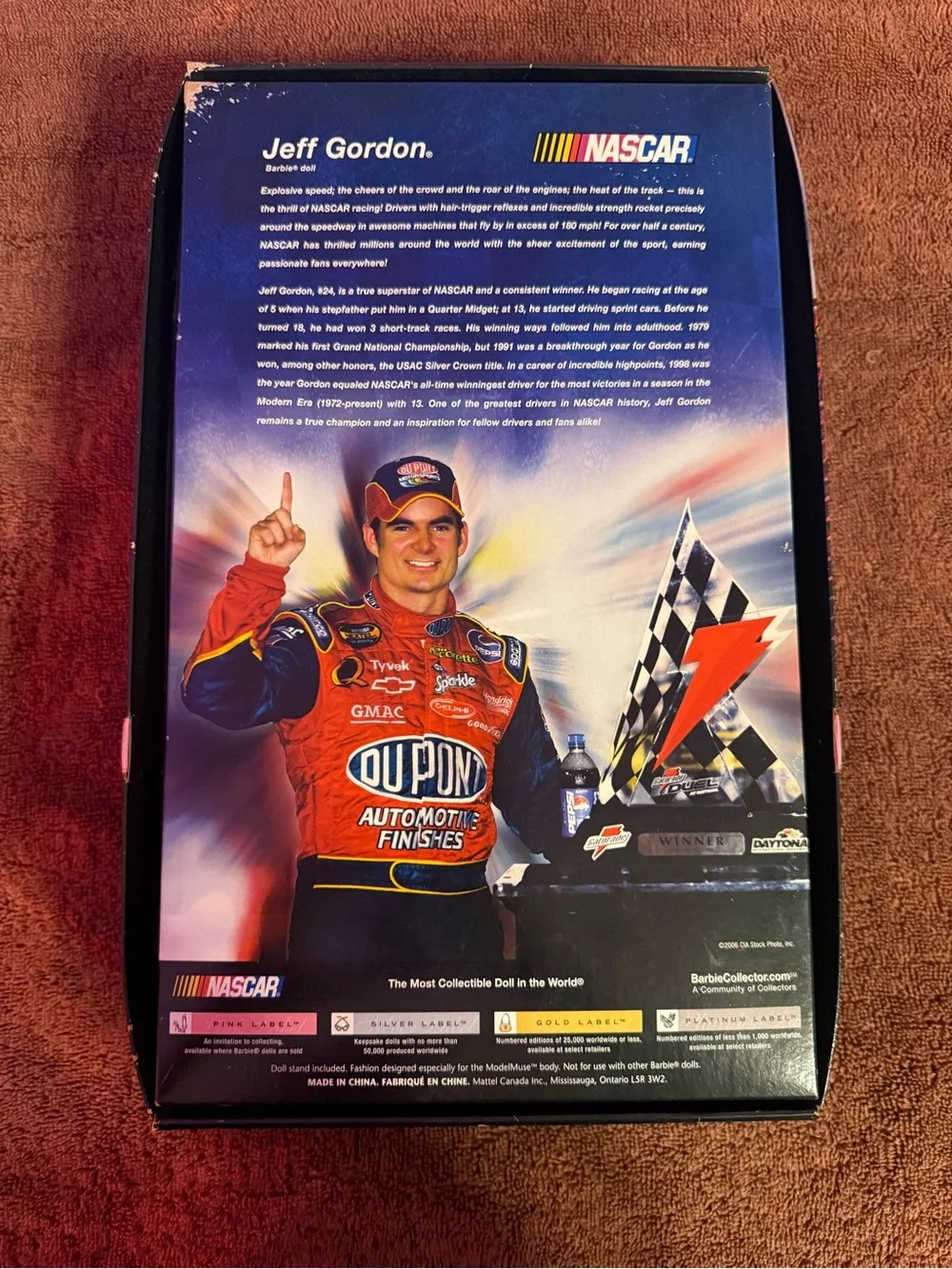 Barbie 2006 NASCAR Jeff Gordon Doll #24 Pink Label K7905 Collector Mattel NRFP